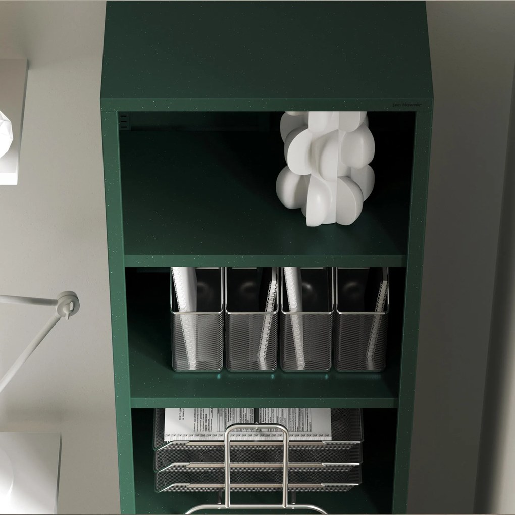 Knižnica do obývačky MARIO, 500 x 1800 x 350 mm, Modern: fľaškovo zelená farba