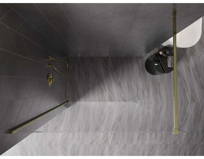 Mexen, Mexen Kioto-X sprchová stena 70 x 200 cm, transparentná 10 mm, zlatá - 800-070-101-50-00-X