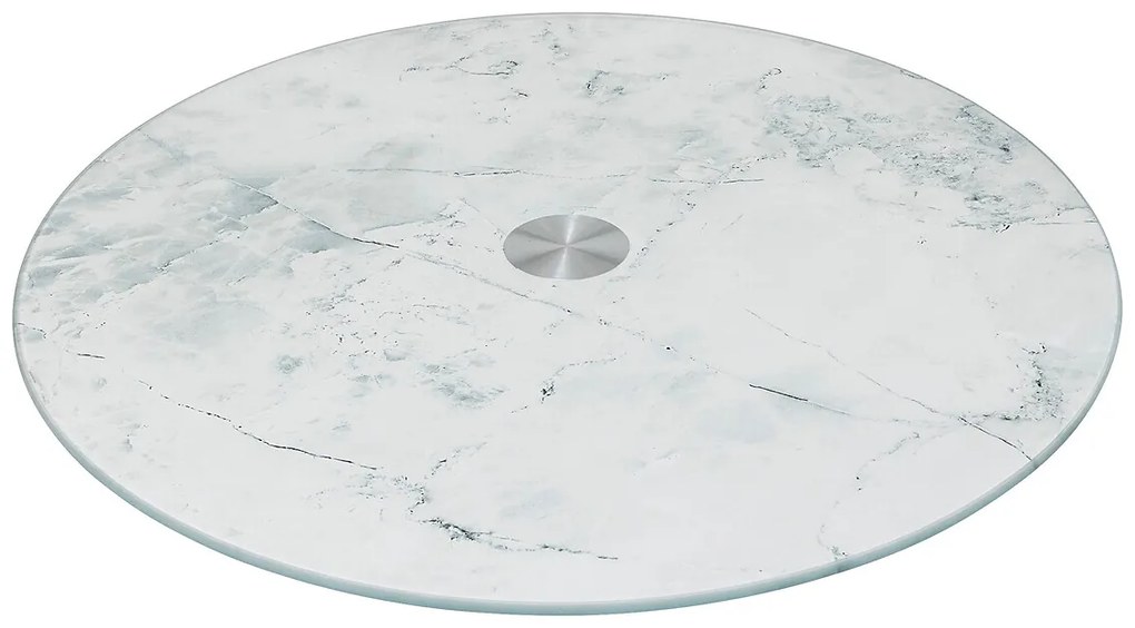 Sklenený otočný servírovací podnos White Marble, (fi) 32 cm