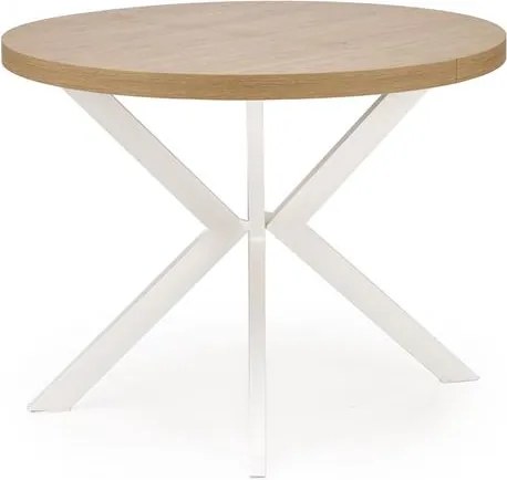Rozkladací jedálenský stôl 100-250 cm Pepeera (biela + zlatá) (pre 6 8 osôb). Vlastná spoľahlivá doprava až k Vám domov. 1049334