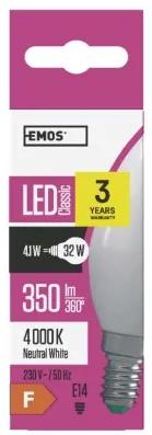 EMOS LED žiarovka Candle, E14, 4W, neutrálna biela / denné svetlo