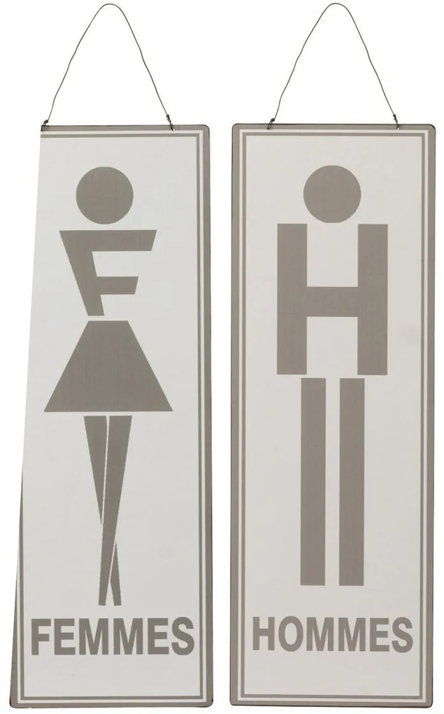 2ks závesná kovová ceduľa Men Women, Femmes Hommes - 16*46 cm
