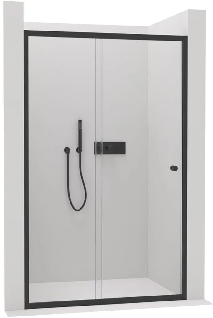 Cerano Varone, posuvné sprchové posuvné dvere 90x195 cm, 6mm číre sklo, čierny profil, CER-CER-DY505B-90-195