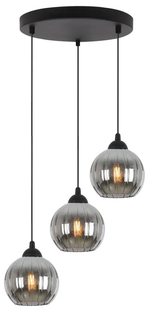 Závesné svietidlo Costa, 3x grafitové sklenené tienidlo, b, o