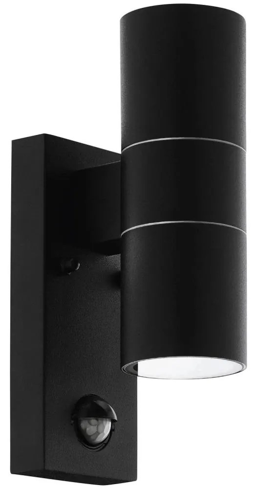 Eglo 79545- LED Vonkajšie svietidlo so senz. ARAPONGAS 2xGU10/2,8W/230V IP44 čierna EG79545