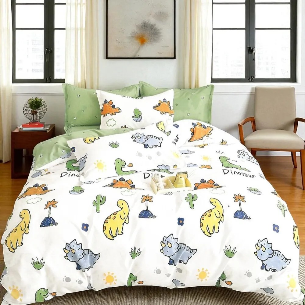 Posteľné obliečky KIDDO WHITE DINO 140x200 cm