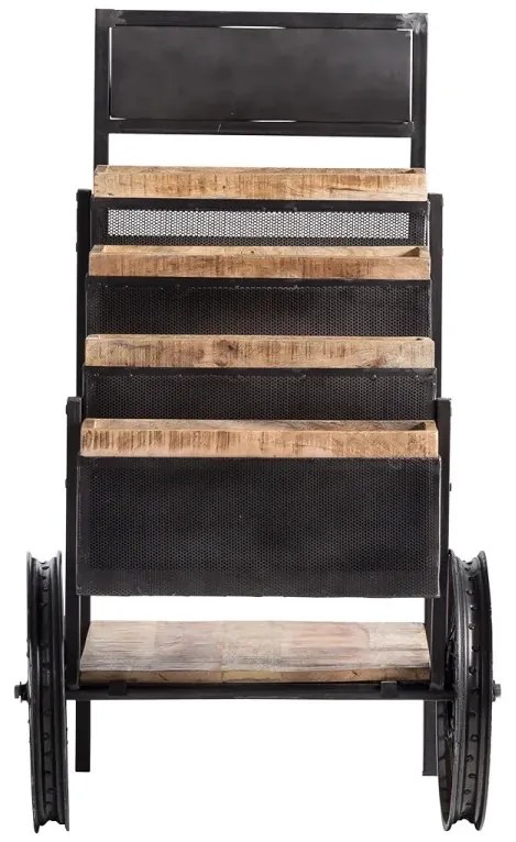 furniture-nabytek.cz - Masívny trhový vozík Leeds z kovu a manga, hnedý a čierny – 69×108×125 cm