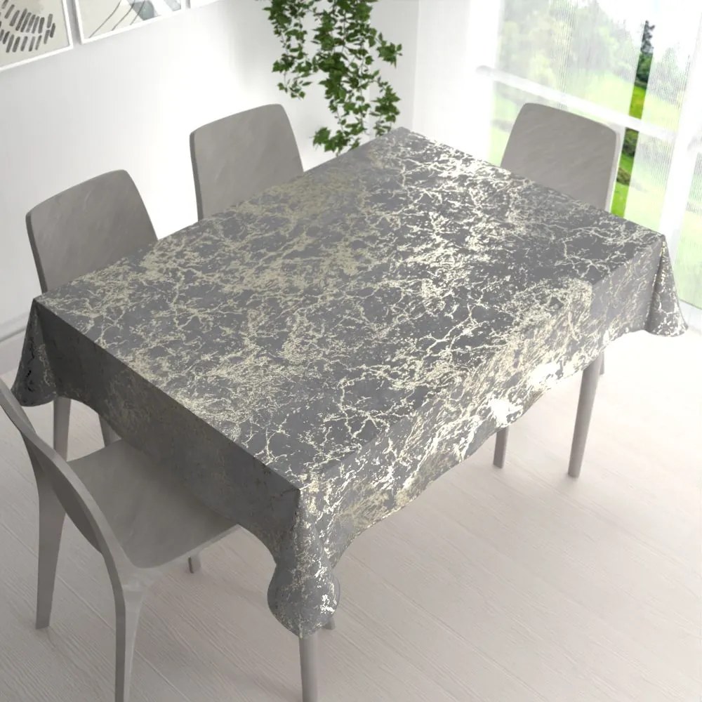 Biante Veľký zamatový obdĺžnikový obrus Isabela IBL-015 Zlatý mramor na svetlo sivom 240x280 cm