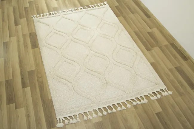 Koberec Berber 7063 Romby 3D slonová kosť