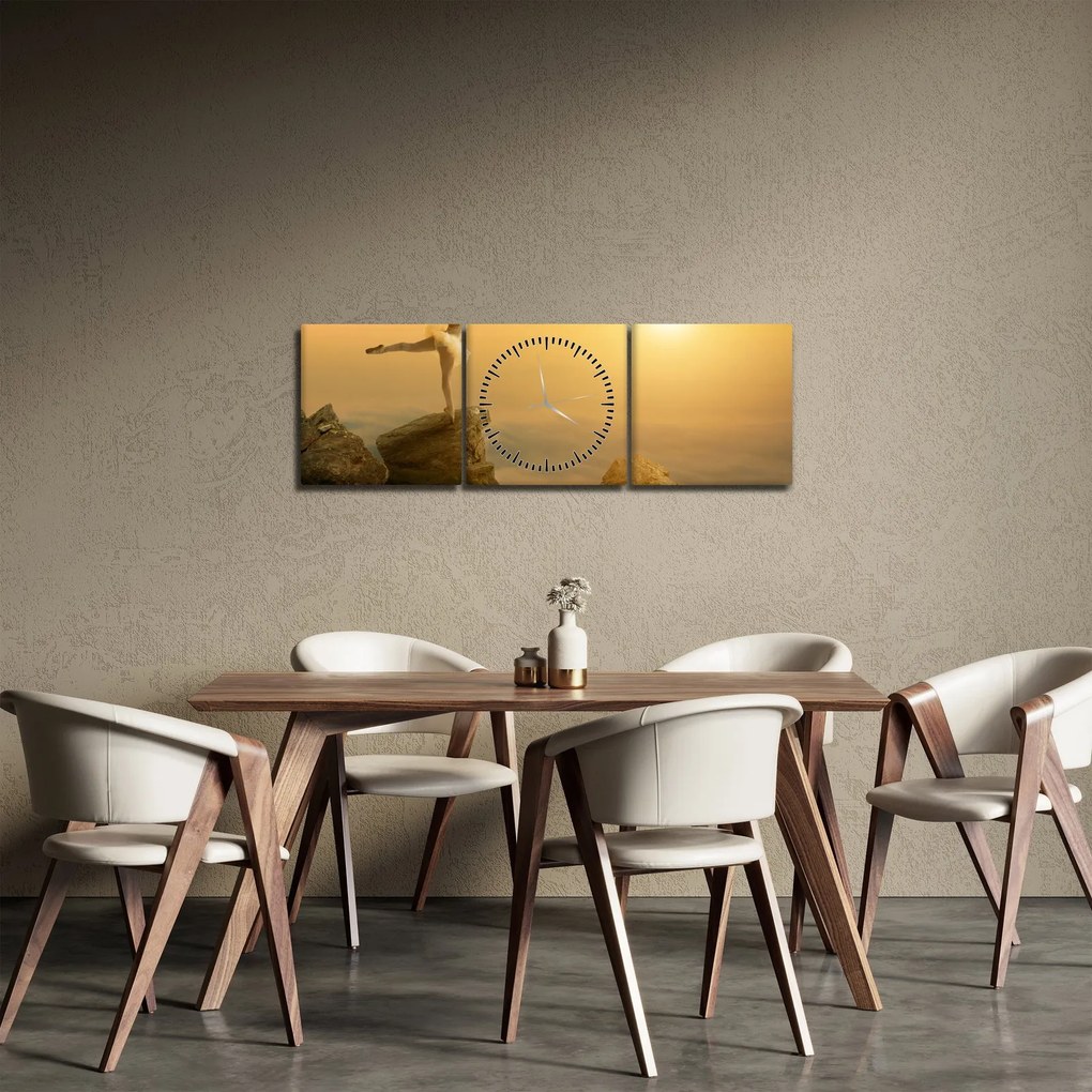 Obraz - Baletka na skale (s hodinami) (90x30 cm)