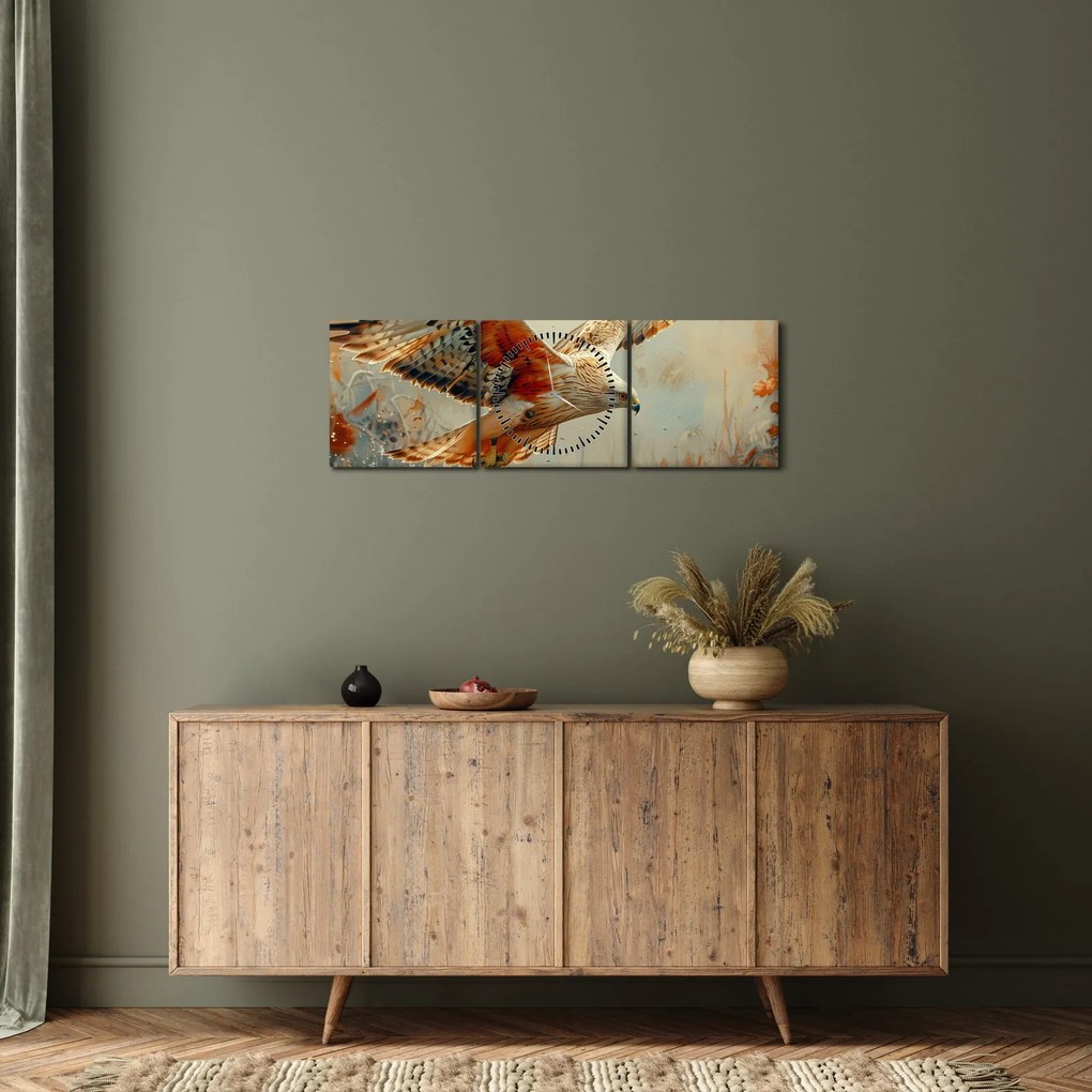 Obraz - Dravý vták (s hodinami) (90x30 cm)
