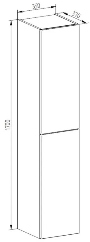 Mereo, Aira, kúpeľňová skrinka 157 cm vysoká, ľavé otváranie, biela, dub, šedá, MER-CN754LN