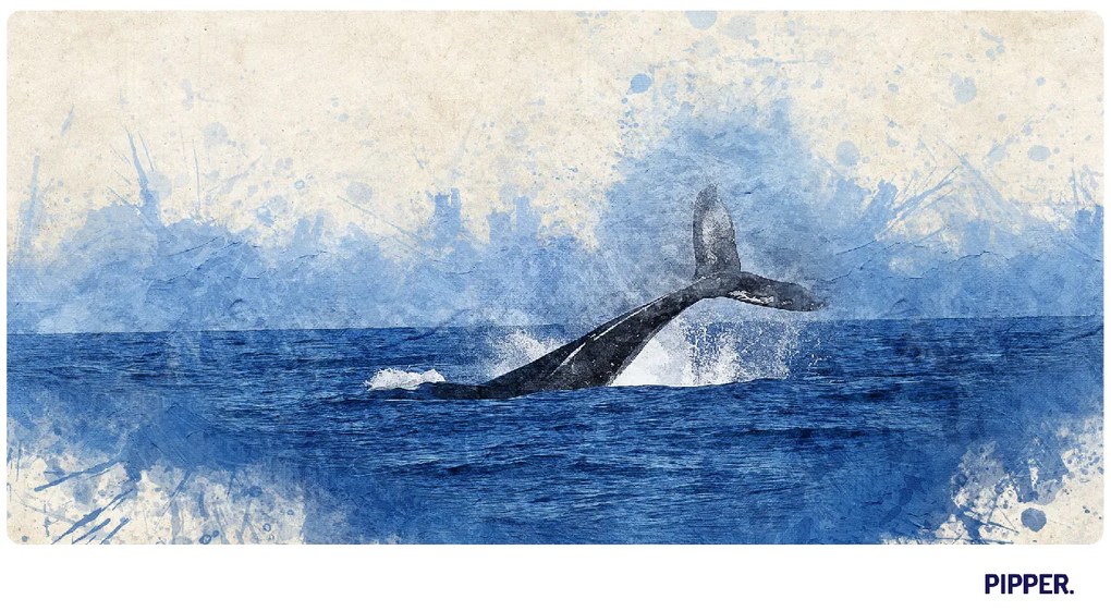 60x120cm Veľryba v oceáne - textilná nálepka na stenu