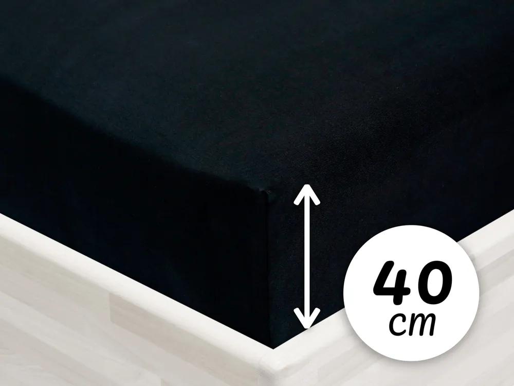 Jersey napínacie prestieradlo na extra vysoký matrac JR-030 Čierne 100 x 200 - výška 40 cm