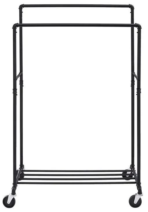 SongmicsHome Dvojitý stojan na oblečenie RARE, vodovodné rúry 100x59x162cm, čierna