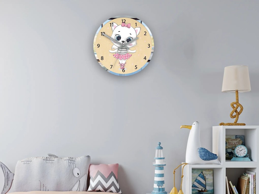Detské nástenné hodiny Mirro Kotě 30 cm viacfarebné