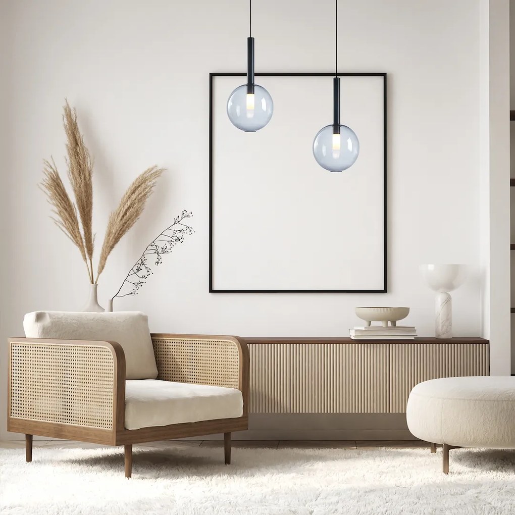 Závesné svietidlo Niko, 1x transparentné sklenené tienidlo, (fi 20cm), b