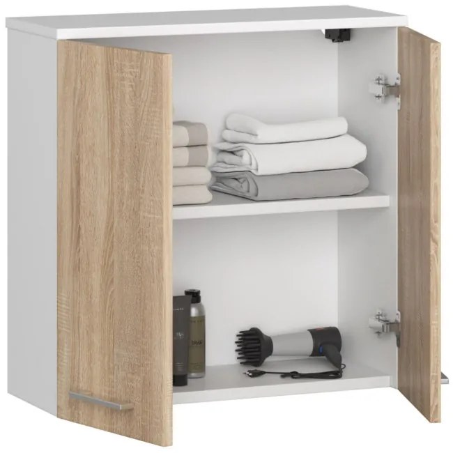 Kúpeľňová skrinka W 60 cm FIN 2D biela / sonoma
