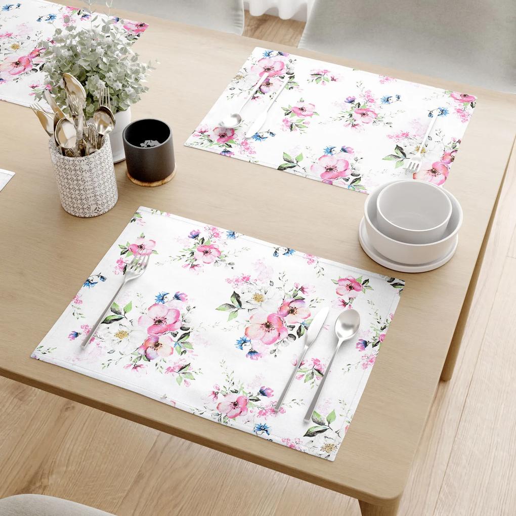 Goldea prestieranie na stôl 100% bavlnené plátno - ružové sakury s lístkami - sada 2ks 30 x 40 cm