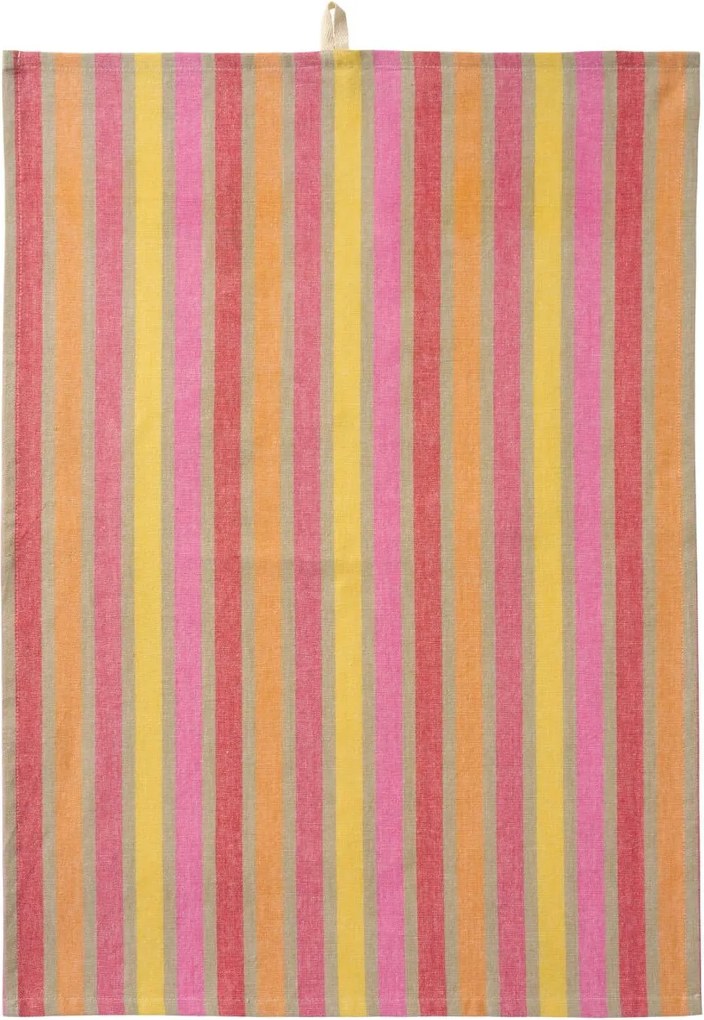 Ib Laursen Bavlnená utierka Multicoloured Stripes Orange