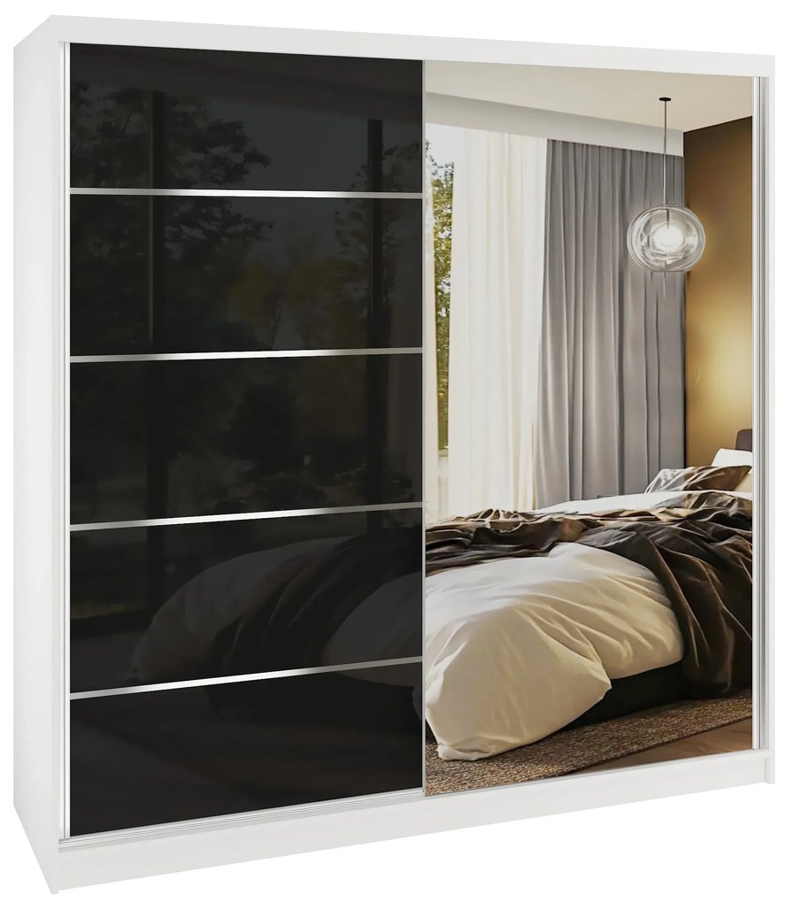 Šatníková skriňa SERENITY 200 cm čierny lesk MGB SERENITY SZP5/0/W/B/0/HIAL