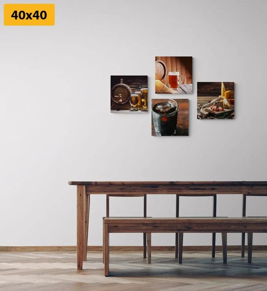 Set obrazov nápoje s chutným občerstvením - 4x 40x40