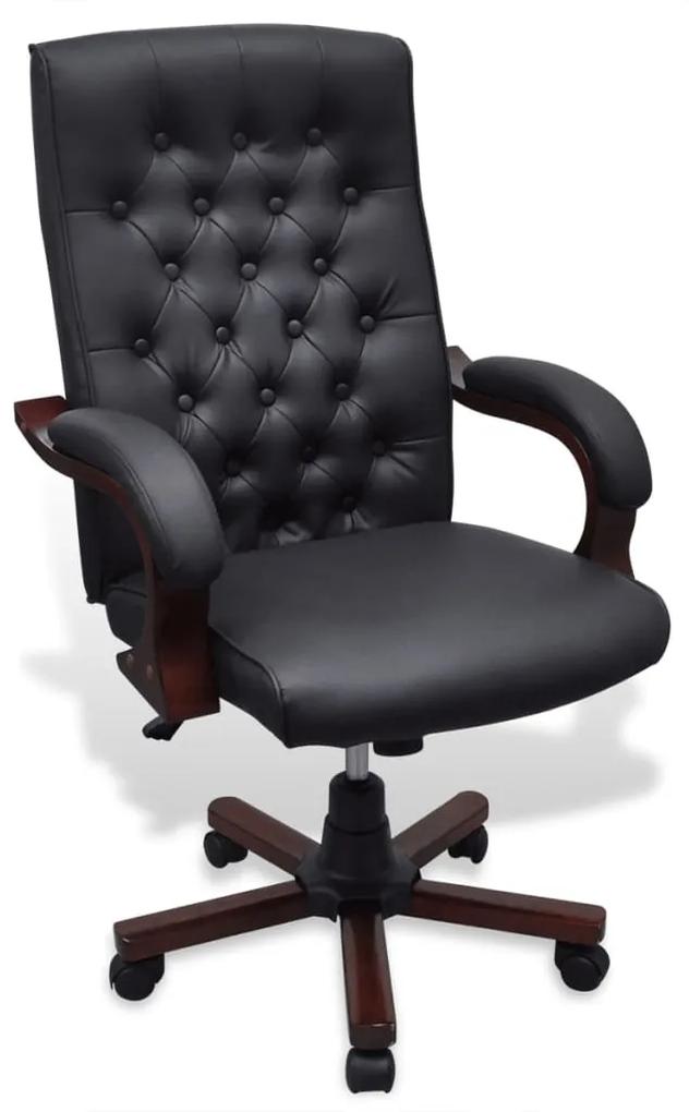 vidaXL Čierne kancelárske kreslo z umelej kože Chesterfield