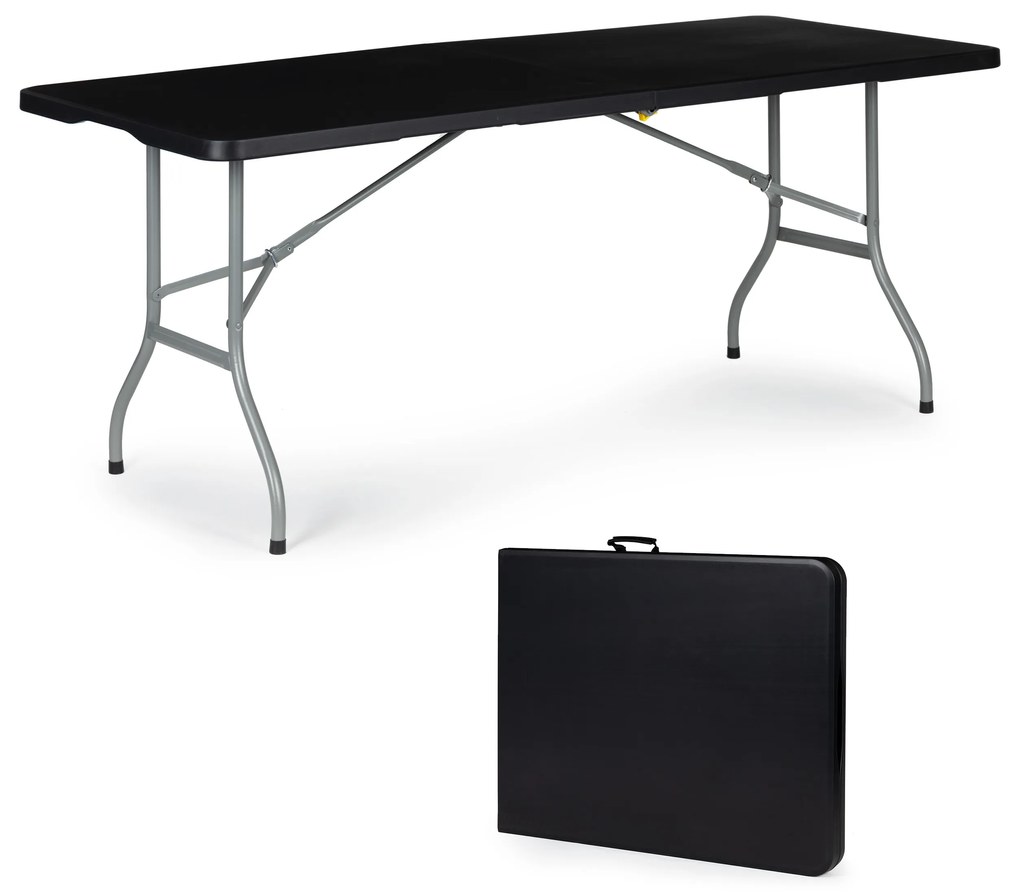 Skladací záhradný banketový stôl 180 cm - čierny