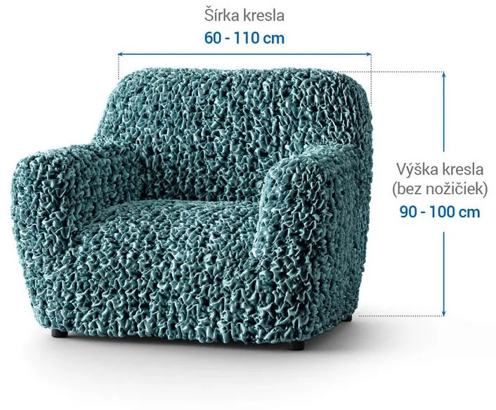Bielastické poťahy VELVET petrolejové kreslo (š. 60 - 110 cm)