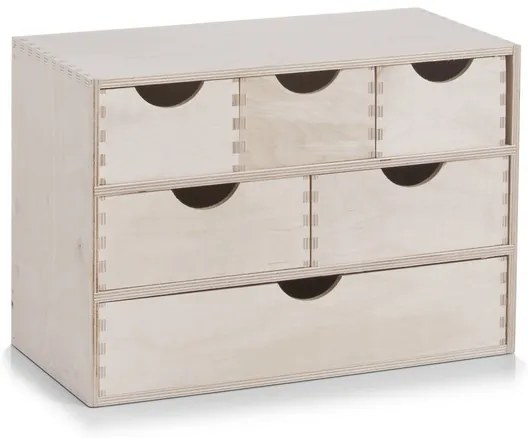 Zeller Present Drevený organizér so 6 zásuvkami na písacie a kancelárske potreby ZELLER 40 x 20 x 28 cm