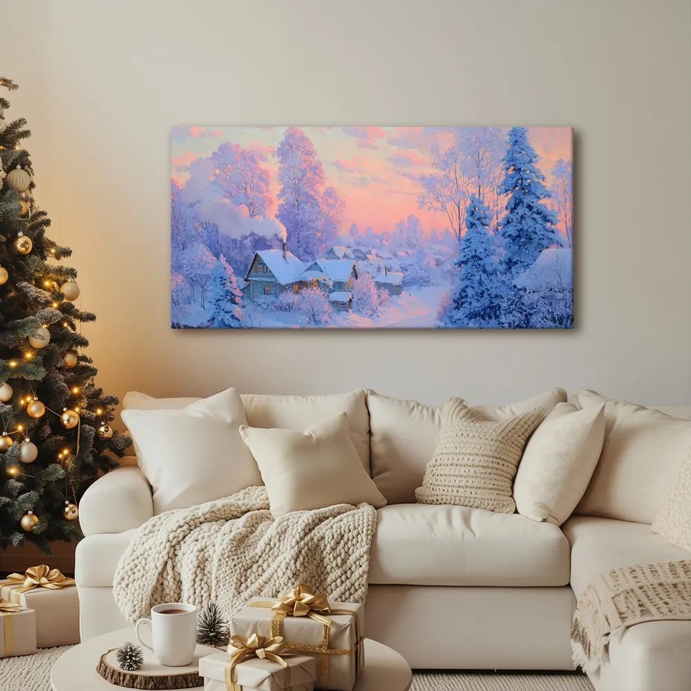 Vianočný obraz čarovná zimná dedinka