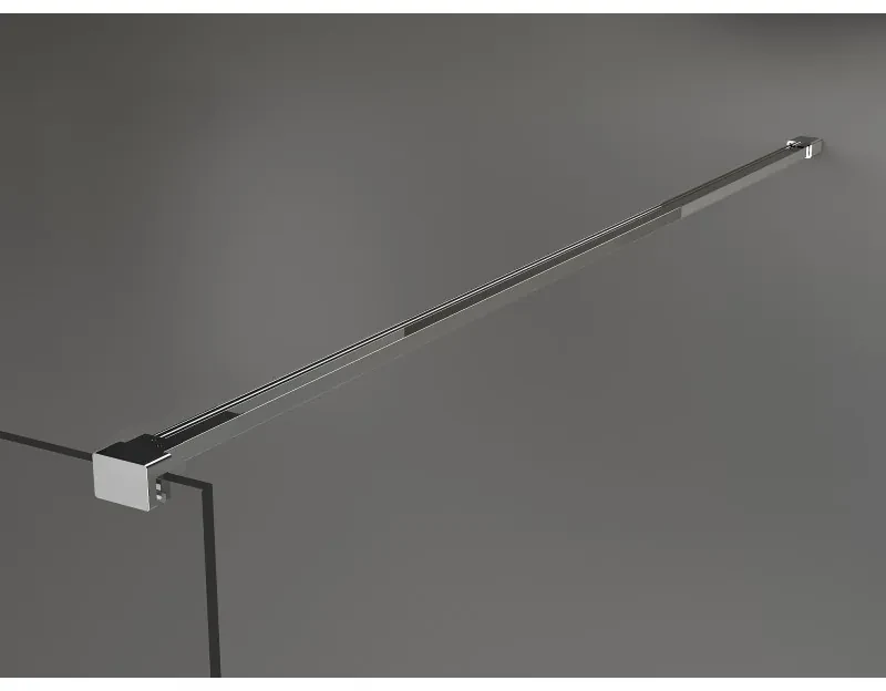 Mexen Kioto, priechodná sprchová zástena 110 x 200 cm, 8mm sklo číre/biely vzor, 2x chrómová stabilizačná rozpera, 800-110-002-01-85