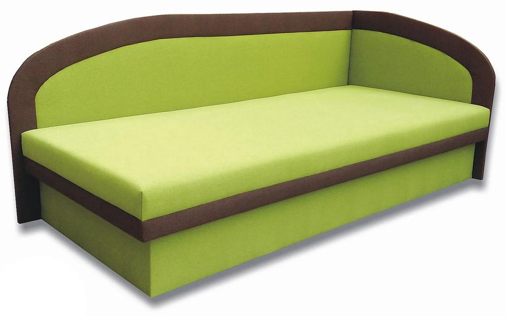 Jednolôžková posteľ (váľanda) 80 cm Melvin (Devon 001 zelená + Devon 009 hnedá) (P). Vlastná spoľahlivá doprava až k Vám domov. 793134