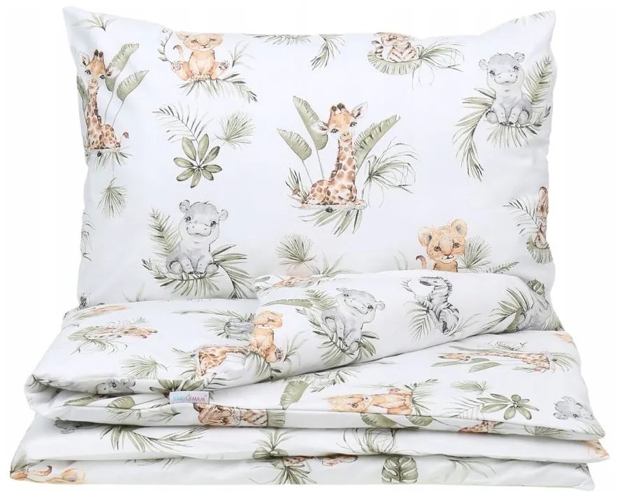 Detské bavlnené obliečky do postieľky 135x100 cm BABYMAM PREMIUM - Africké zvieratká