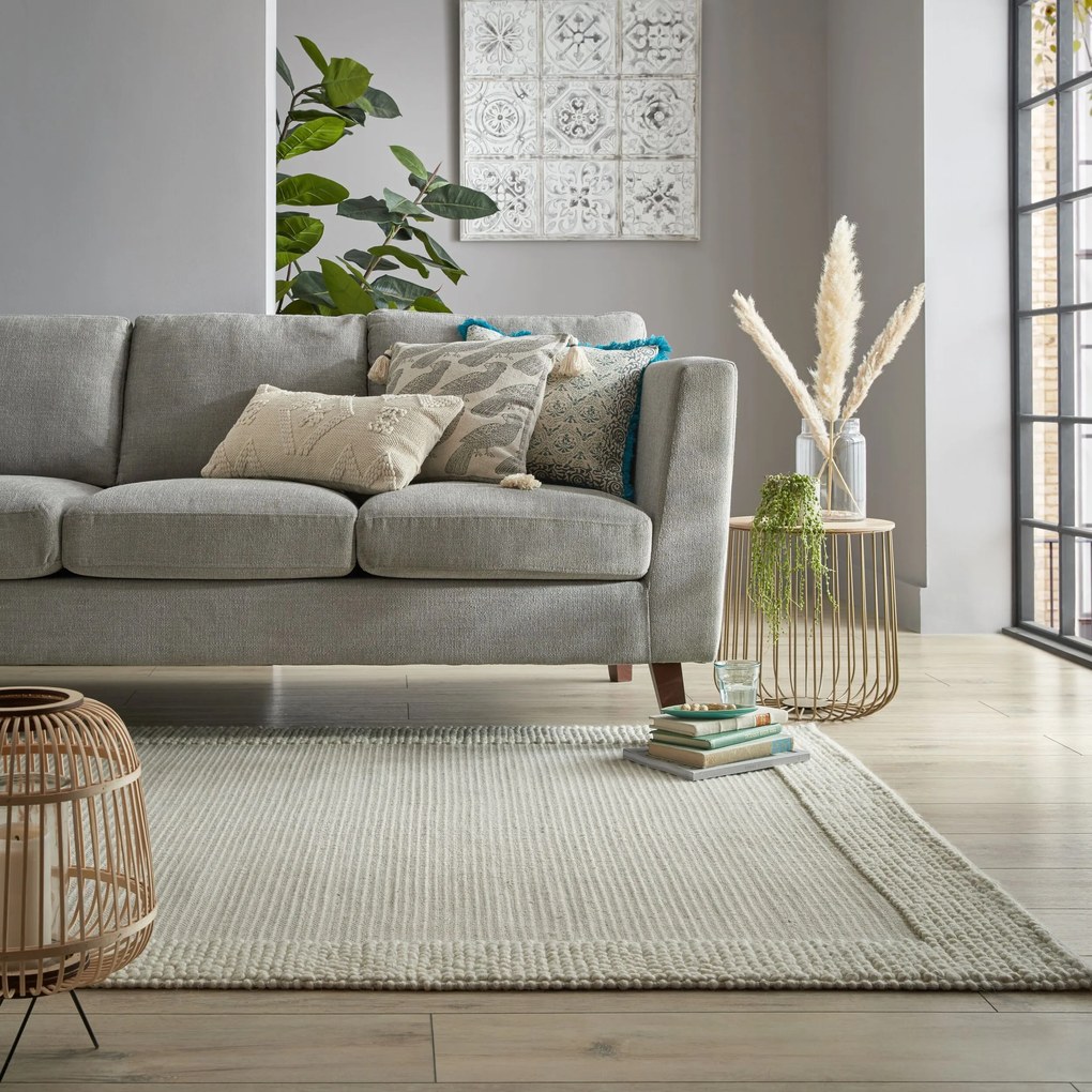 Kusový koberec Bobble Wool Ivory, 120x170, biela, obývacia izba, Flair Rugs