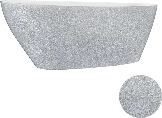 Besco Voľne stojaca vaňa z liateho mramoru Goya Glam 140x62 (160x70, 170x72) BESCO-Rozmery: 160x70,5, BESCO-Farba: Biela/grafit
