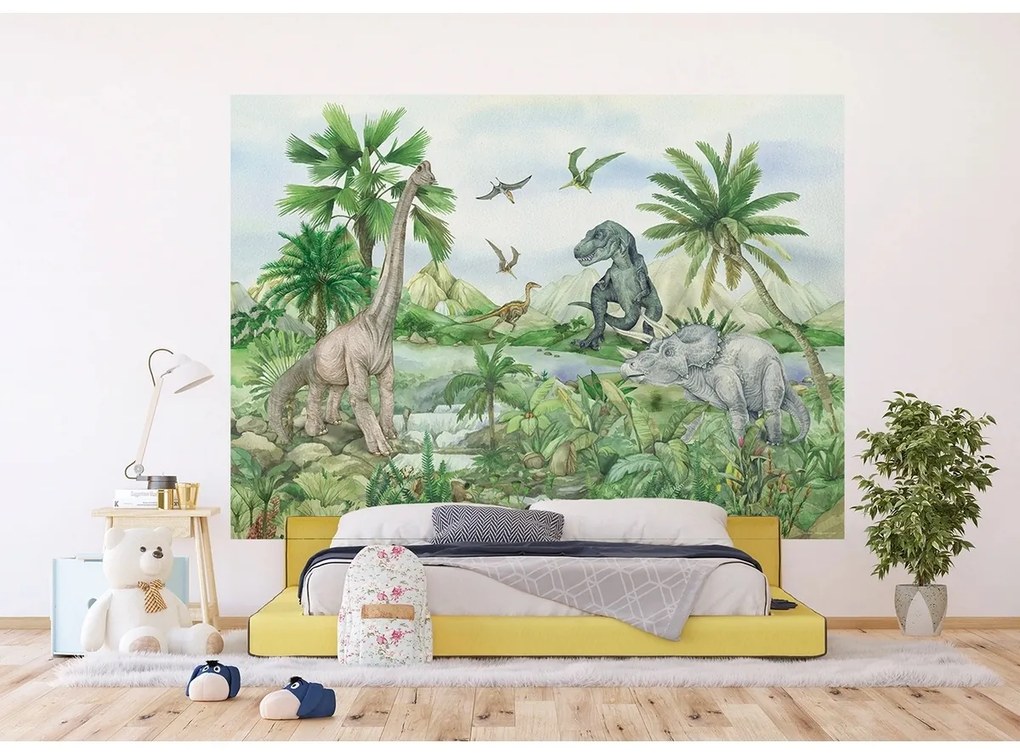 Detská fototapeta Colourful Dino 252 x 182 cm, 4 diely