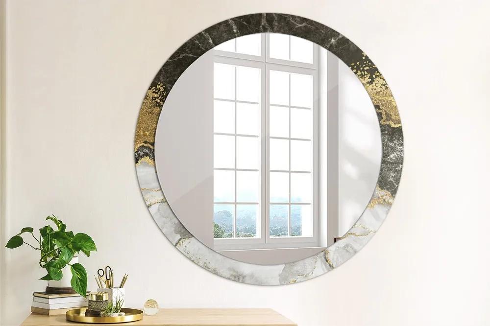Okrúhle ozdobné zrkadlo na stenu Mramor a zlato fi 90 cm