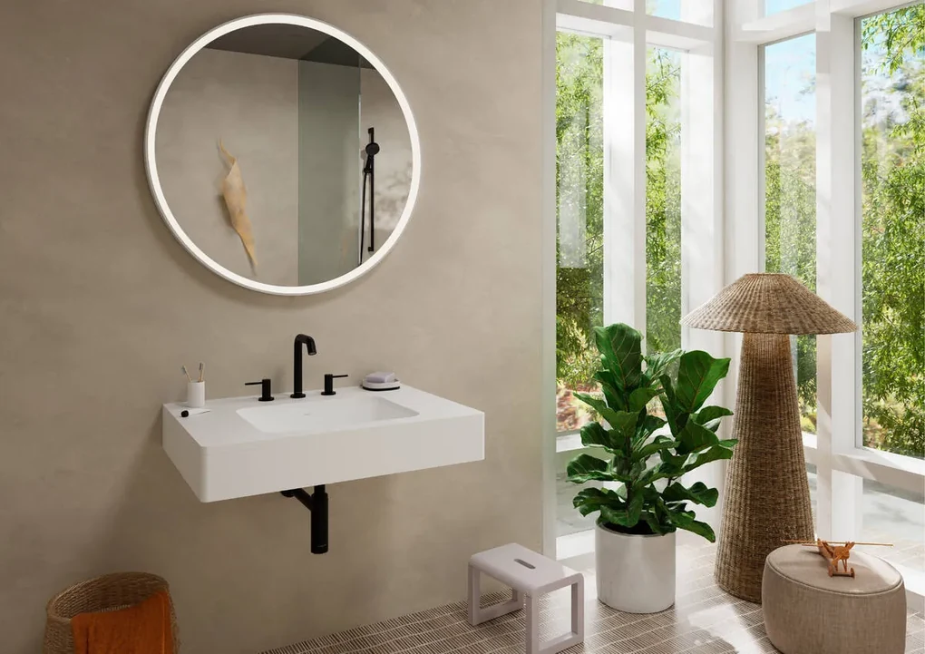 Hansgrohe Tecturis S, 3-otvorová umývadlová batéria 150 EcoSmart+ s odtokovou súpravou Push-Open, čierna matná, HAN-73330670