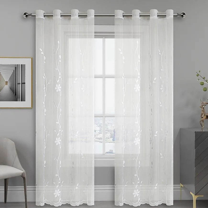 Záclona E6224 biely 300 Tovar na mieru