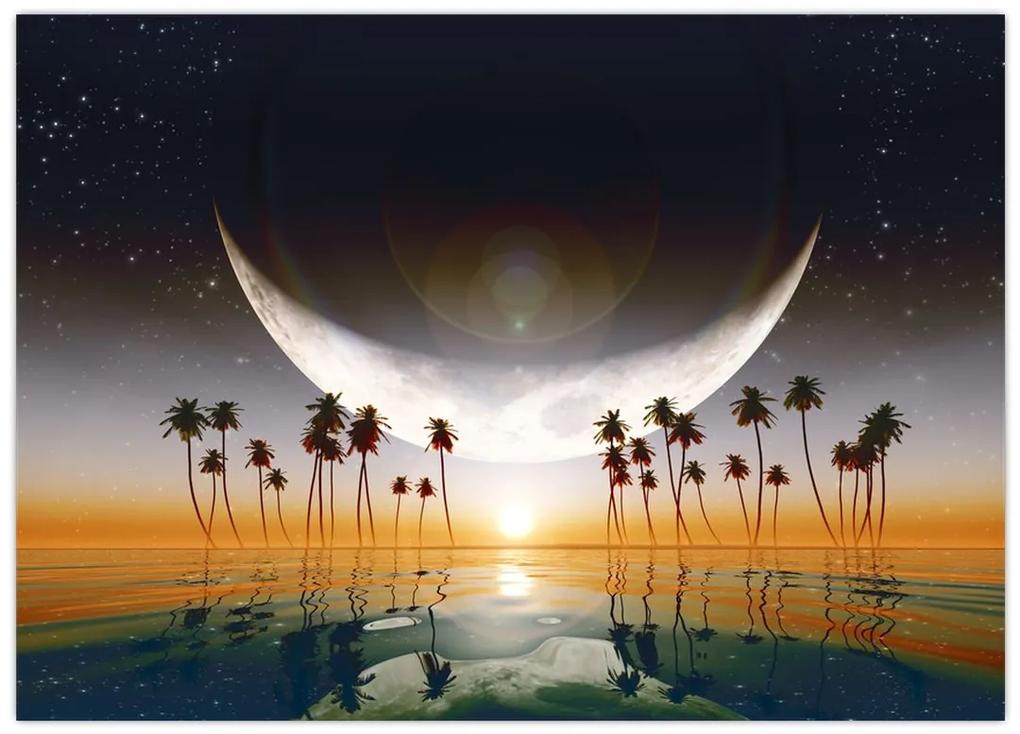 Obraz - Mesiac nad palmami (70x50 cm)