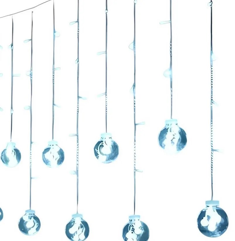 Svetelný záves gule 108 LED - studená biela