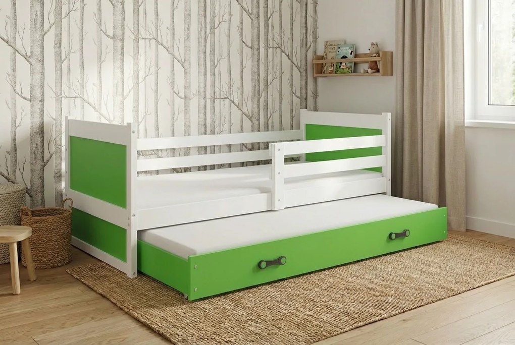 Posteľ s prístelkou RICO 2 200x90 Biela - Zelená