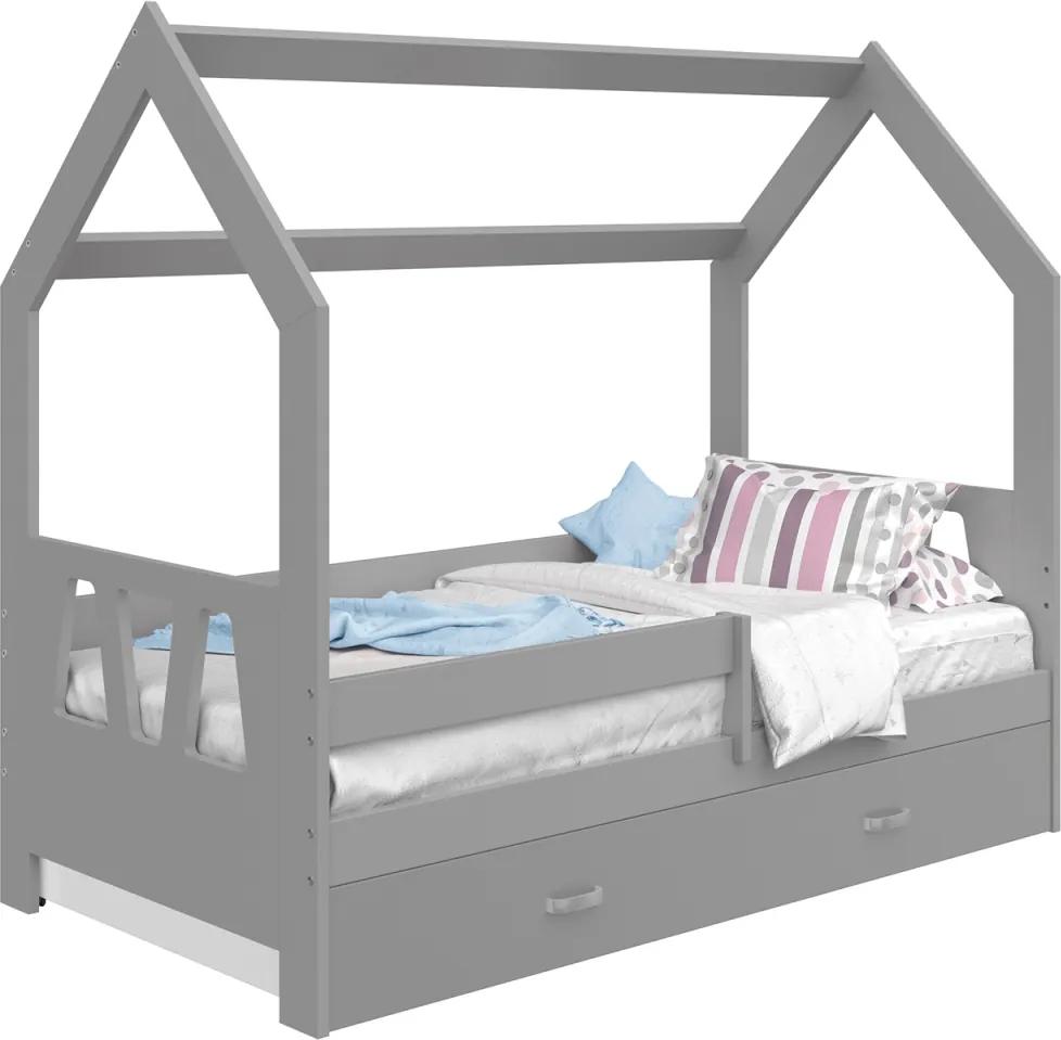 AMI nábytok Dětská postel DOMEČEK D3A 80x160cm masiv šedá