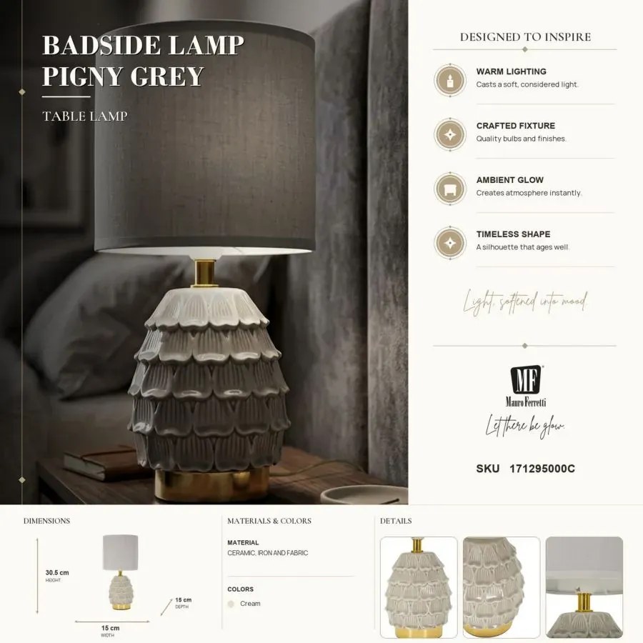 Stolná lampa Pigny 30,5 cm sivá