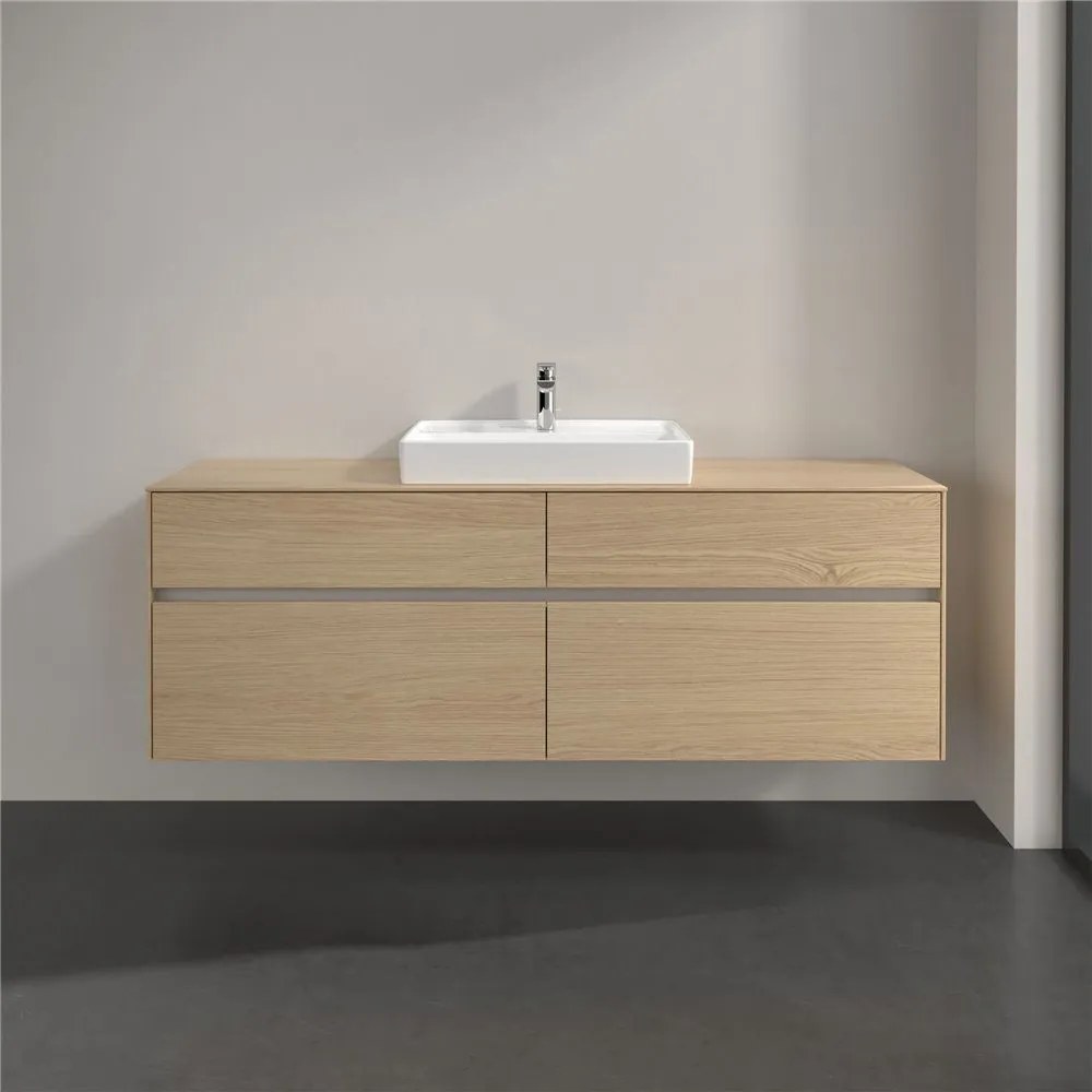 VILLEROY &amp; BOCH Collaro závesná skrinka pod umývadlo na dosku (umývadlo v strede), 4 zásuvky, 1600 x 500 x 548 mm, Nordic Oak, C02500VJ