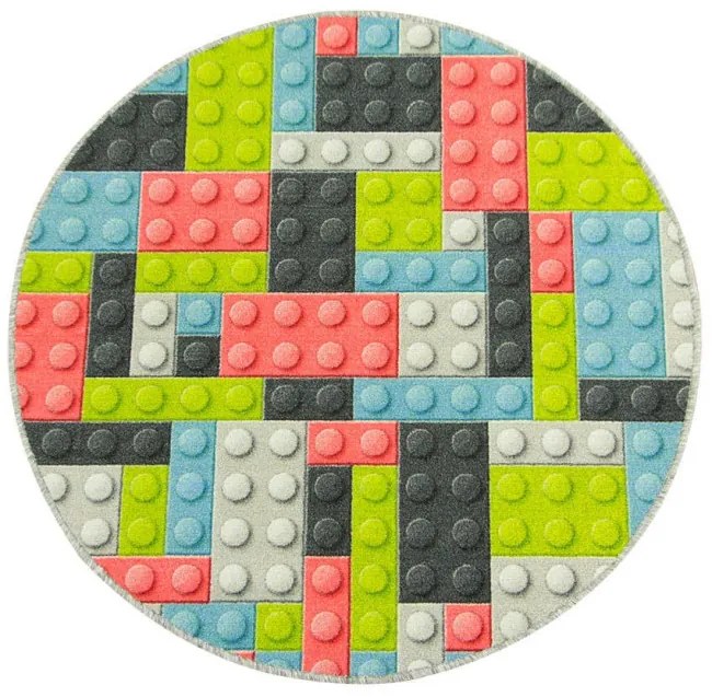 Detský koberec pastelové kocky lego 2 viacfarebný kruh