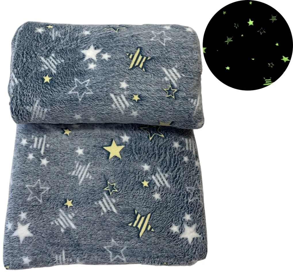 Deka svietiaca Hviezdy sivé 200x230cm TiaHome