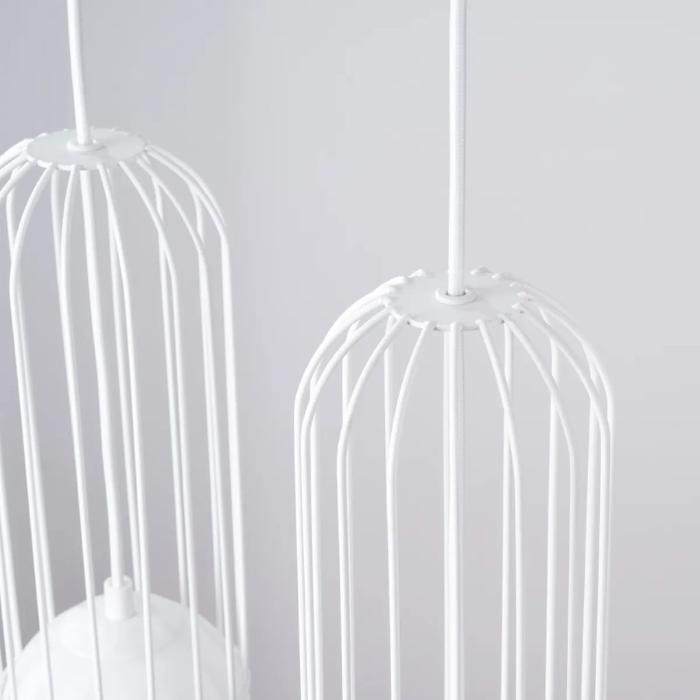 Závesné svietidlo Brina, 3x sklenené/biele kovové tienidlo