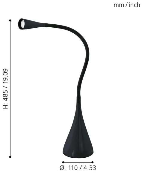 Eglo 64975 - LED Stmievateľná stolná lampa SNAPORA PRO LED/3,5W/230V 3000K čierna